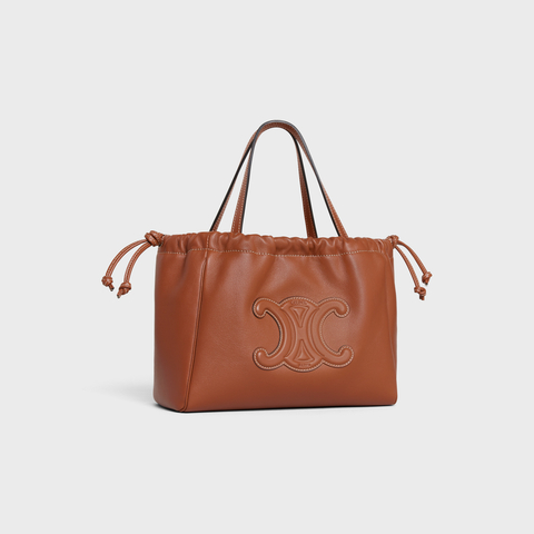 SMALL CABAS DRAWSTRING CUIR TRIOMPHE IN SMOOTH CALFSKIN TAN