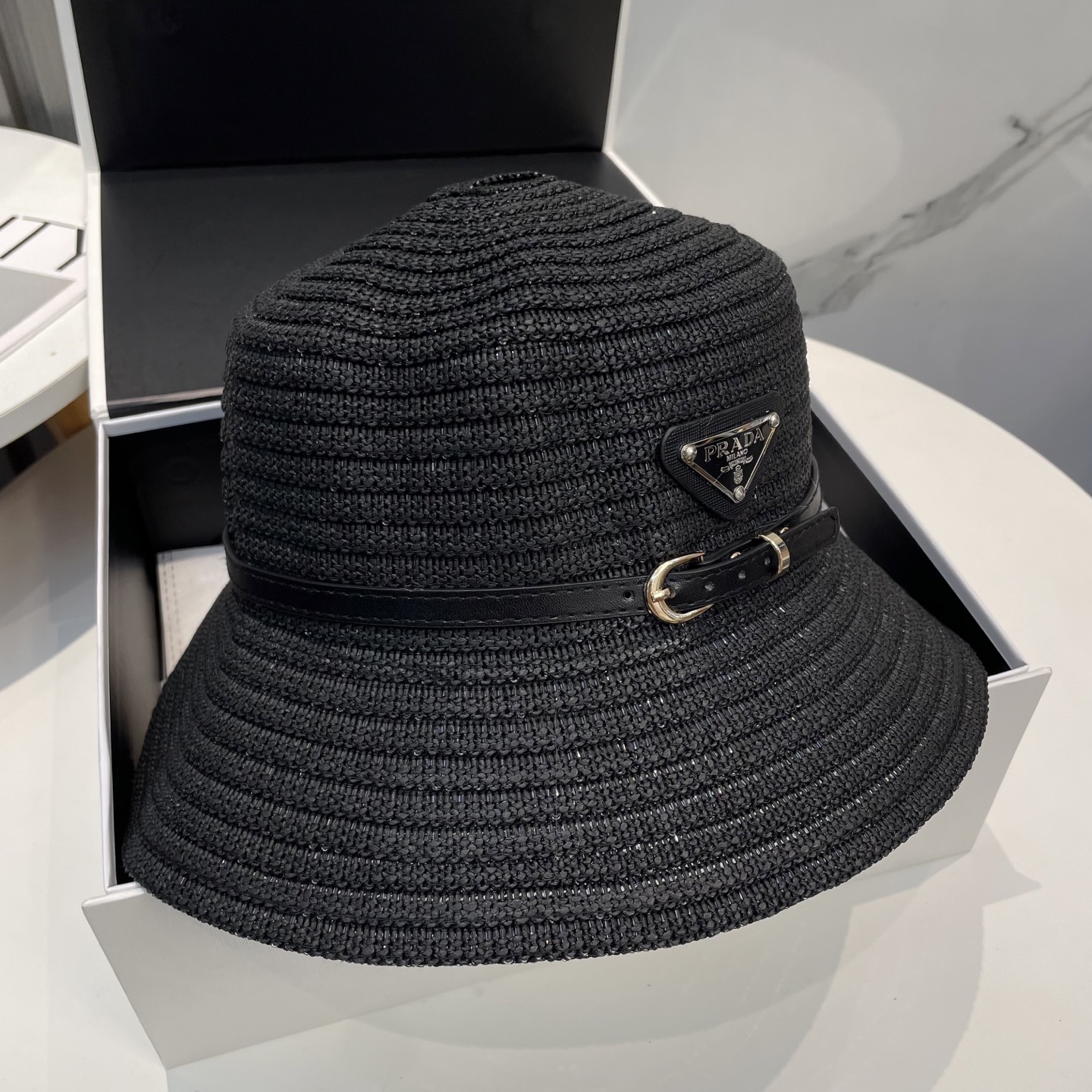 Prada Crochet Raffia Hat