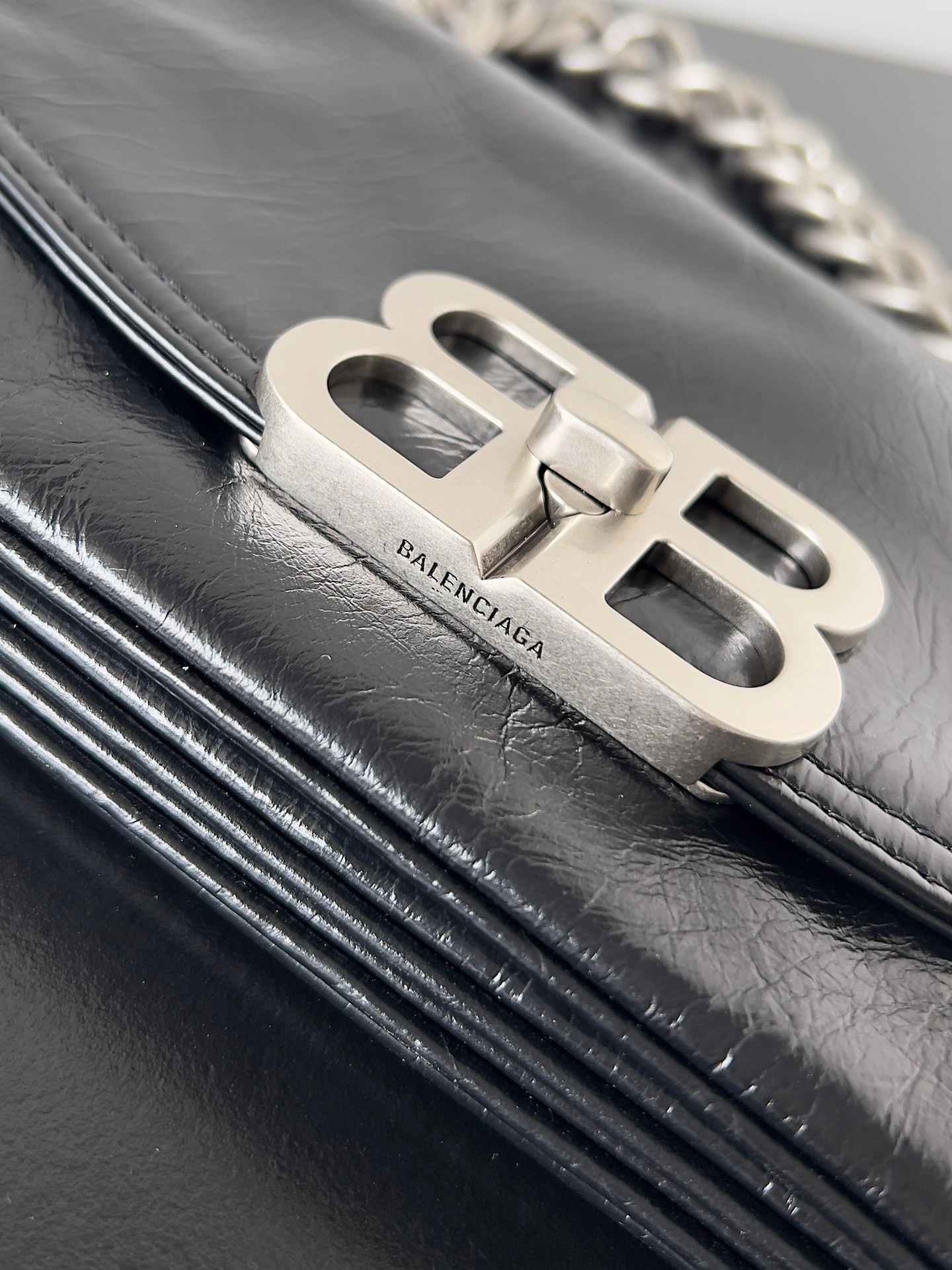 𝐁𝐚𝐥𝐞𝐧𝐜𝐢𝐚𝐠𝐚 bb soft shoulder bag-Sliver