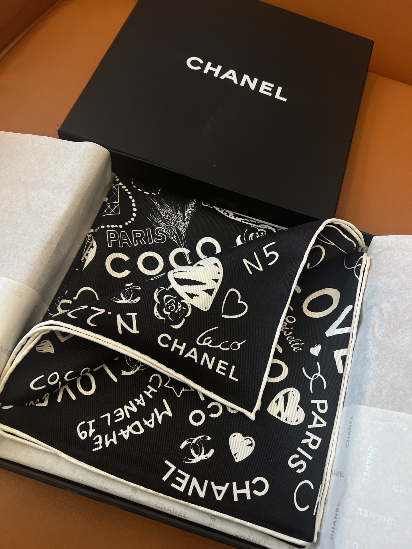 chanel scarf black