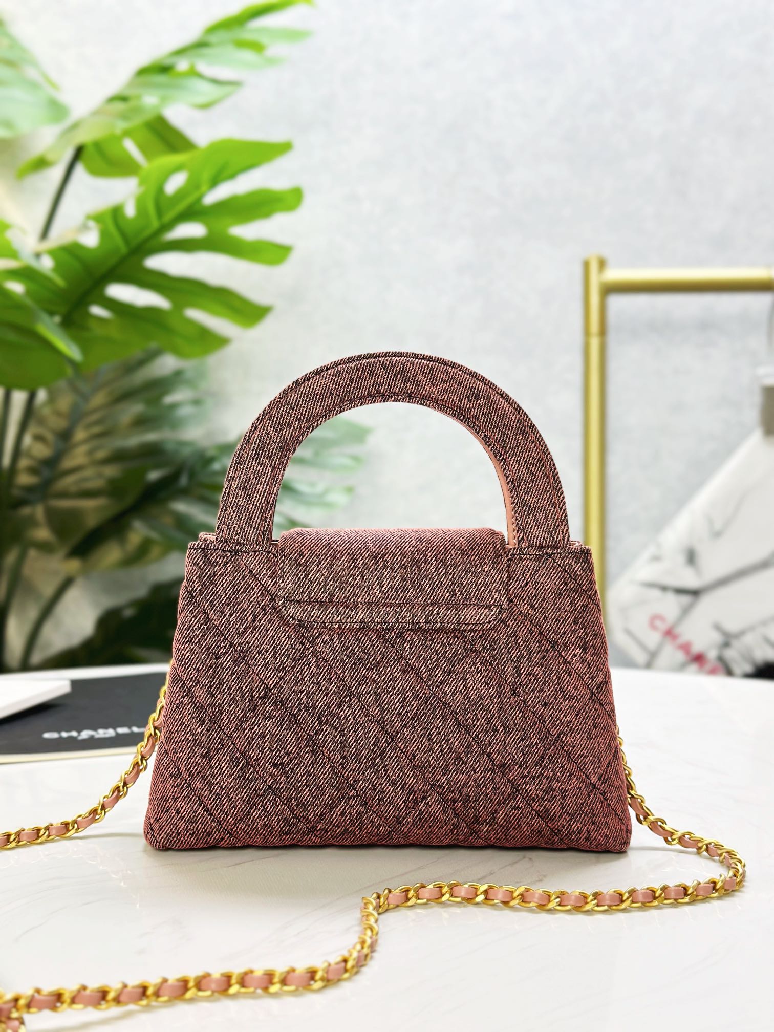 CHANEL 24A rust red denim Kelly