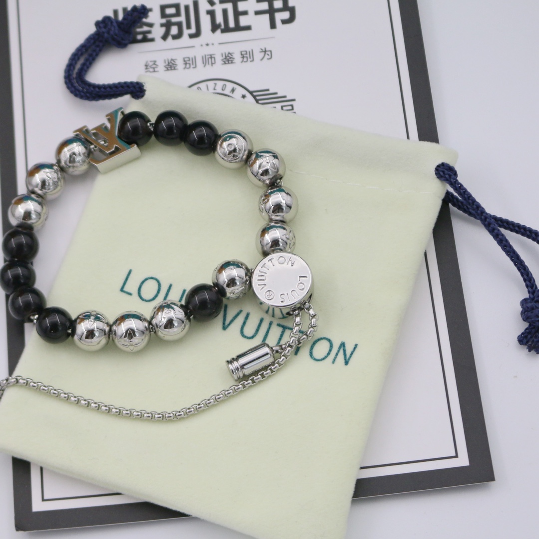 Louis Vuitton Monogram Beads obsidian lucky beads