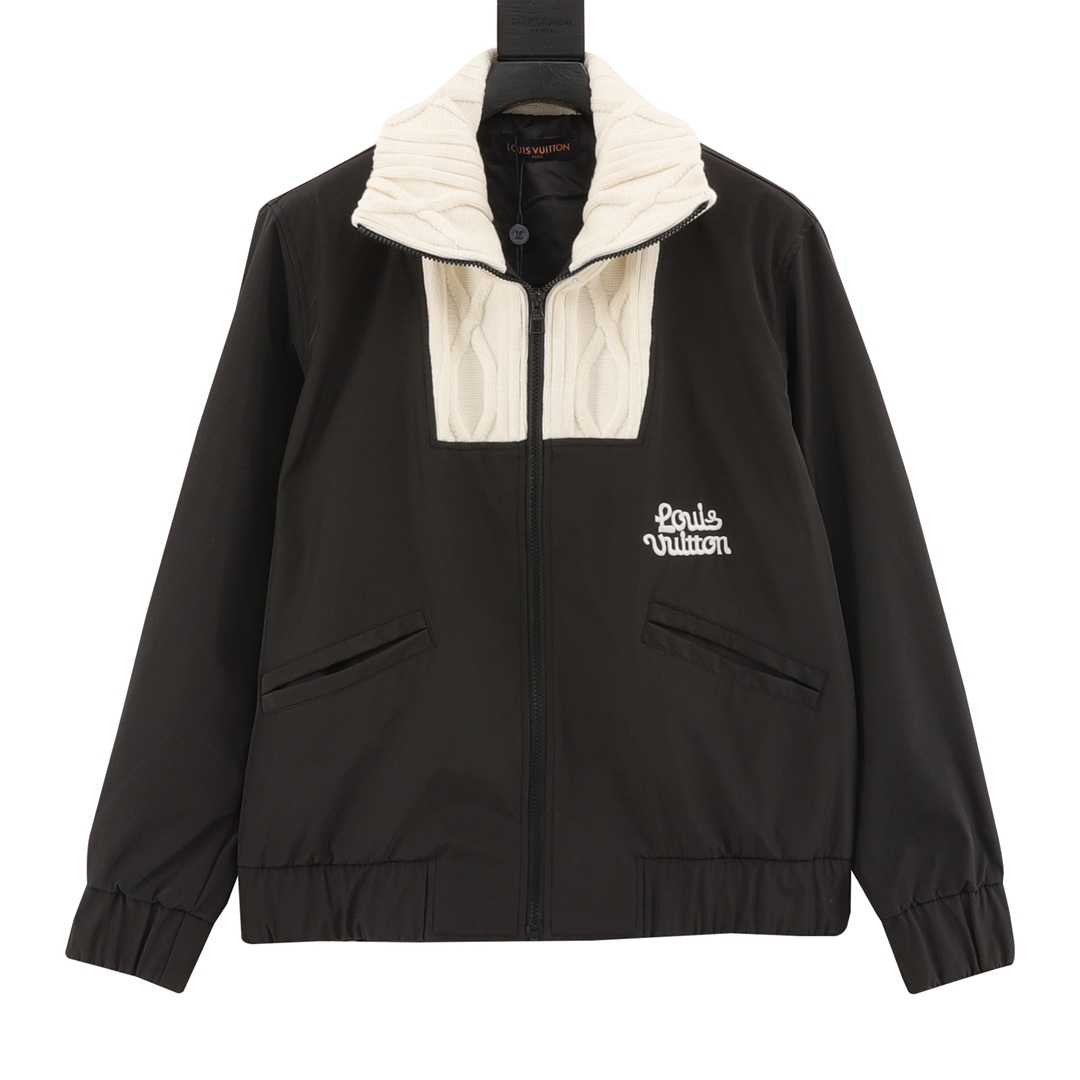 Louis Vuitton Collaboration Knitted Cable High Collar Spliced Jacket