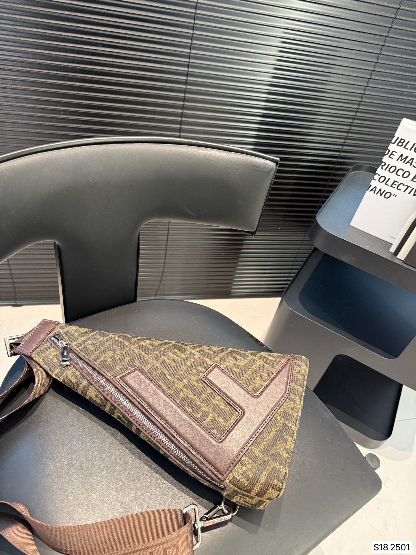 FENDI Ff Jacquard Cono Bag In Brown