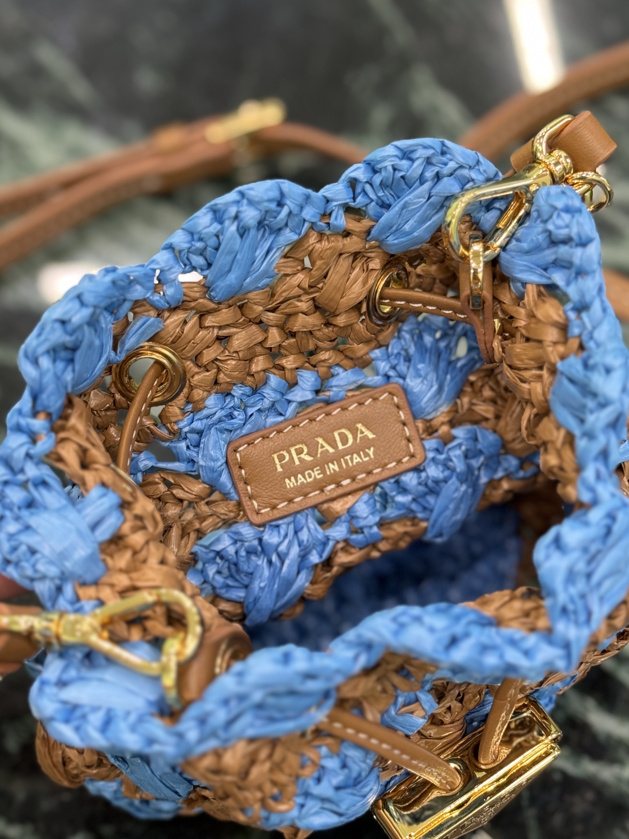 Prada Woven Mini Bucket Bag