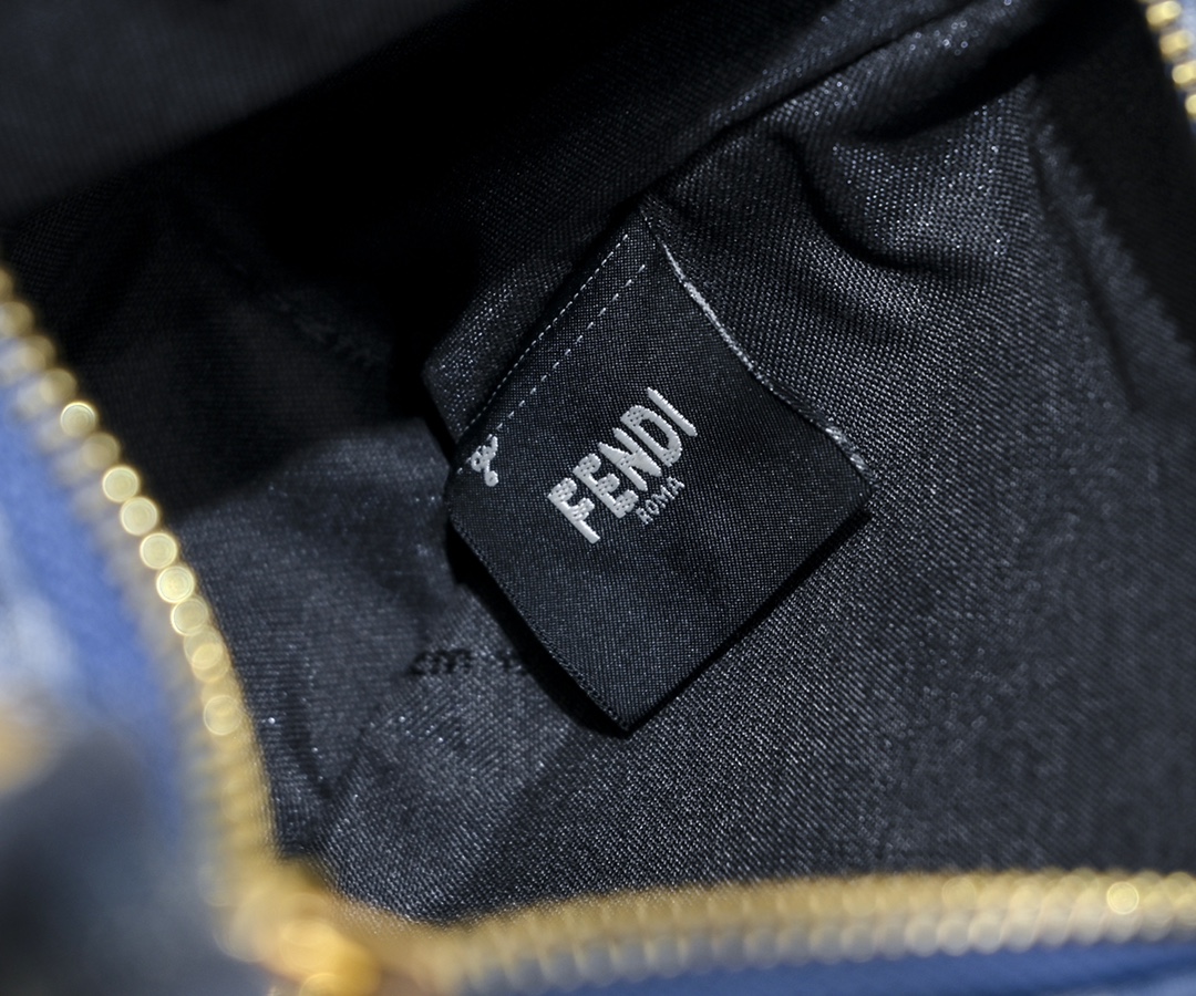 FENDI-Light blue FF denim mini bag