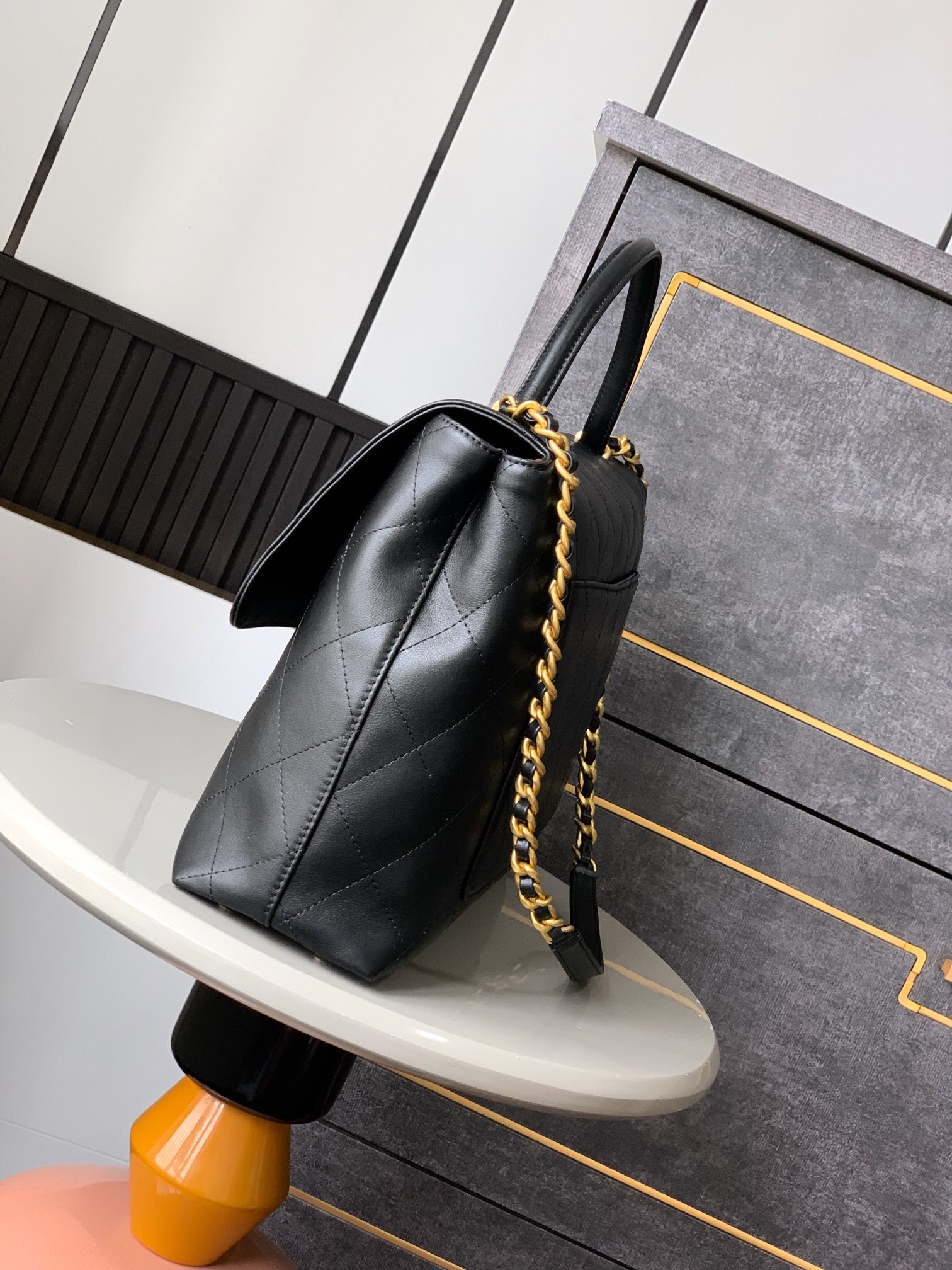 CHANEL 25S Black/Gold Flap Briefcase