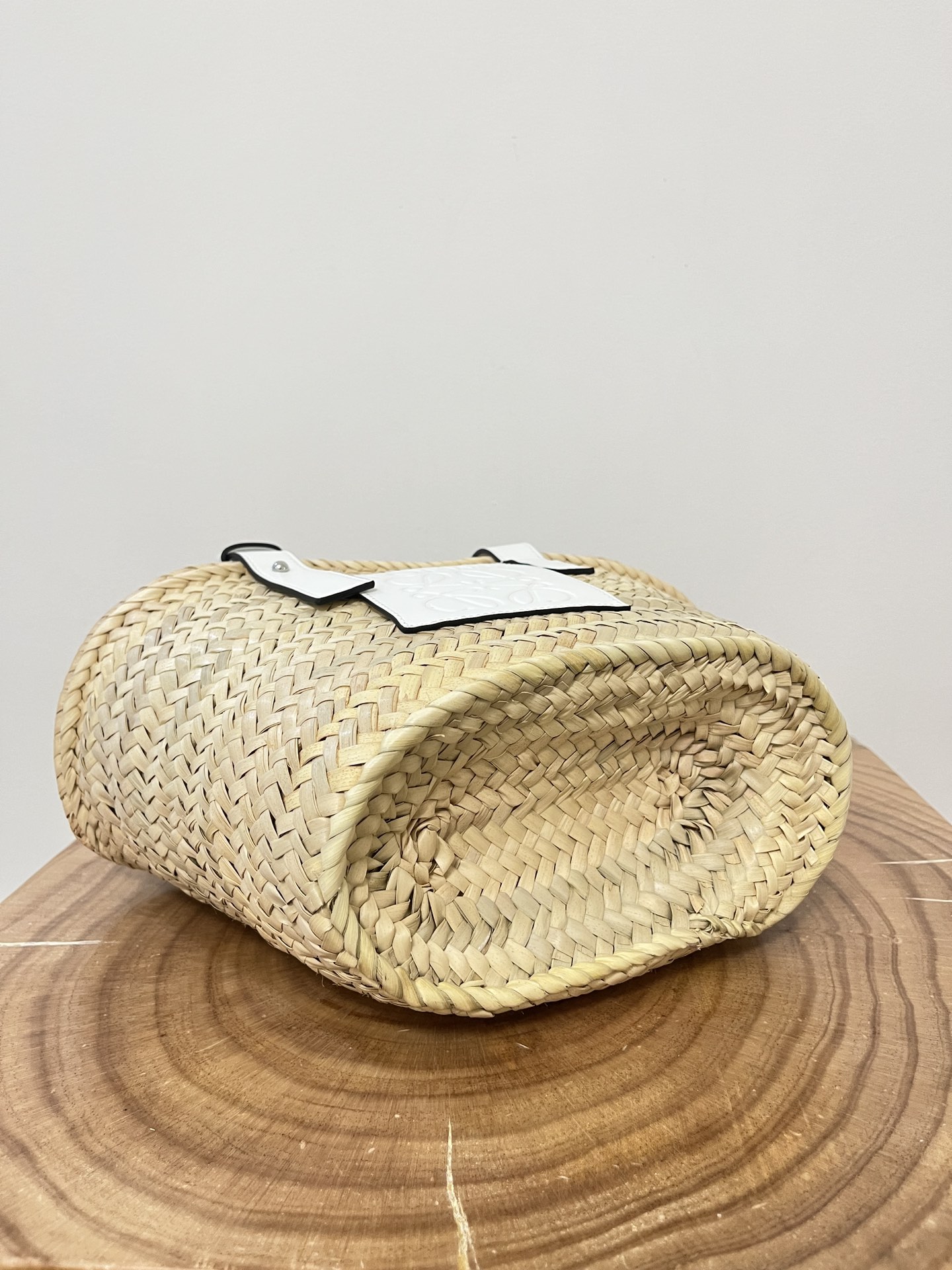LOEWE-Palm leaf and cowhide leather Basket bag