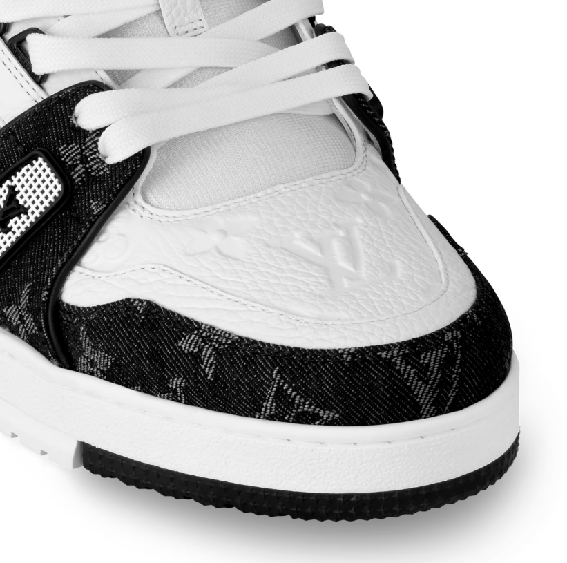 Louis Vuitton Trainer Sneaker Monogram Denim White Black 1A9JGF