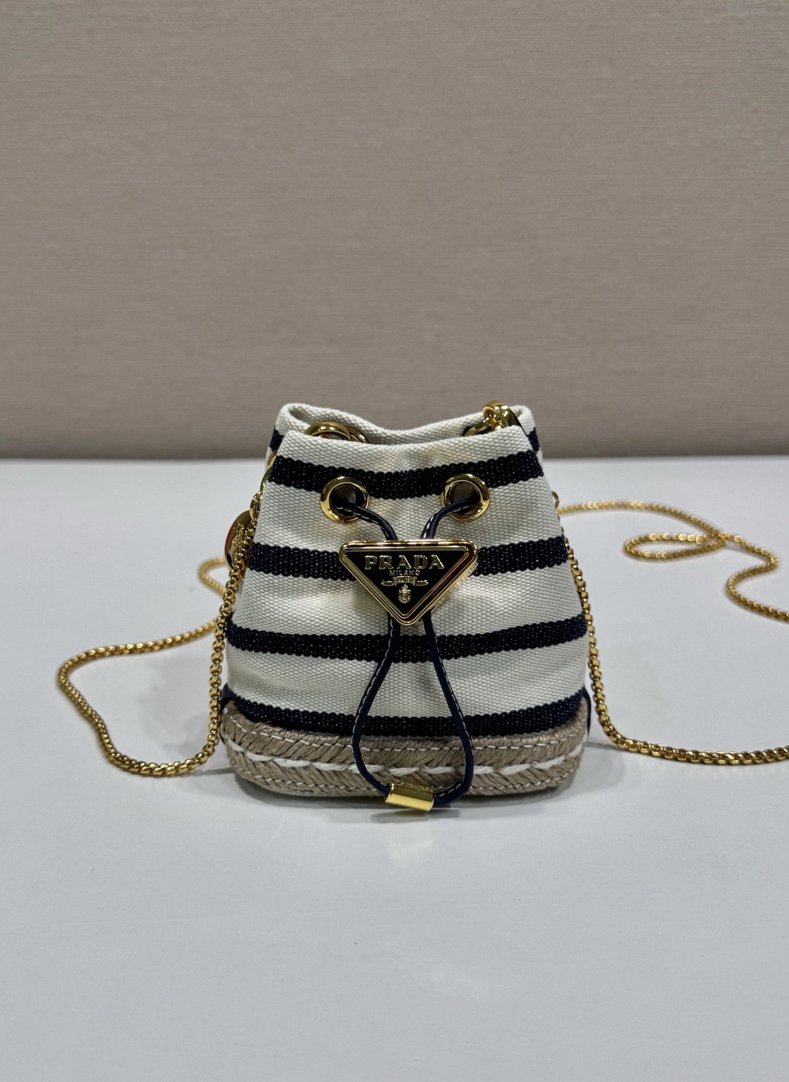 PRADA Striped fabric mini-pouch