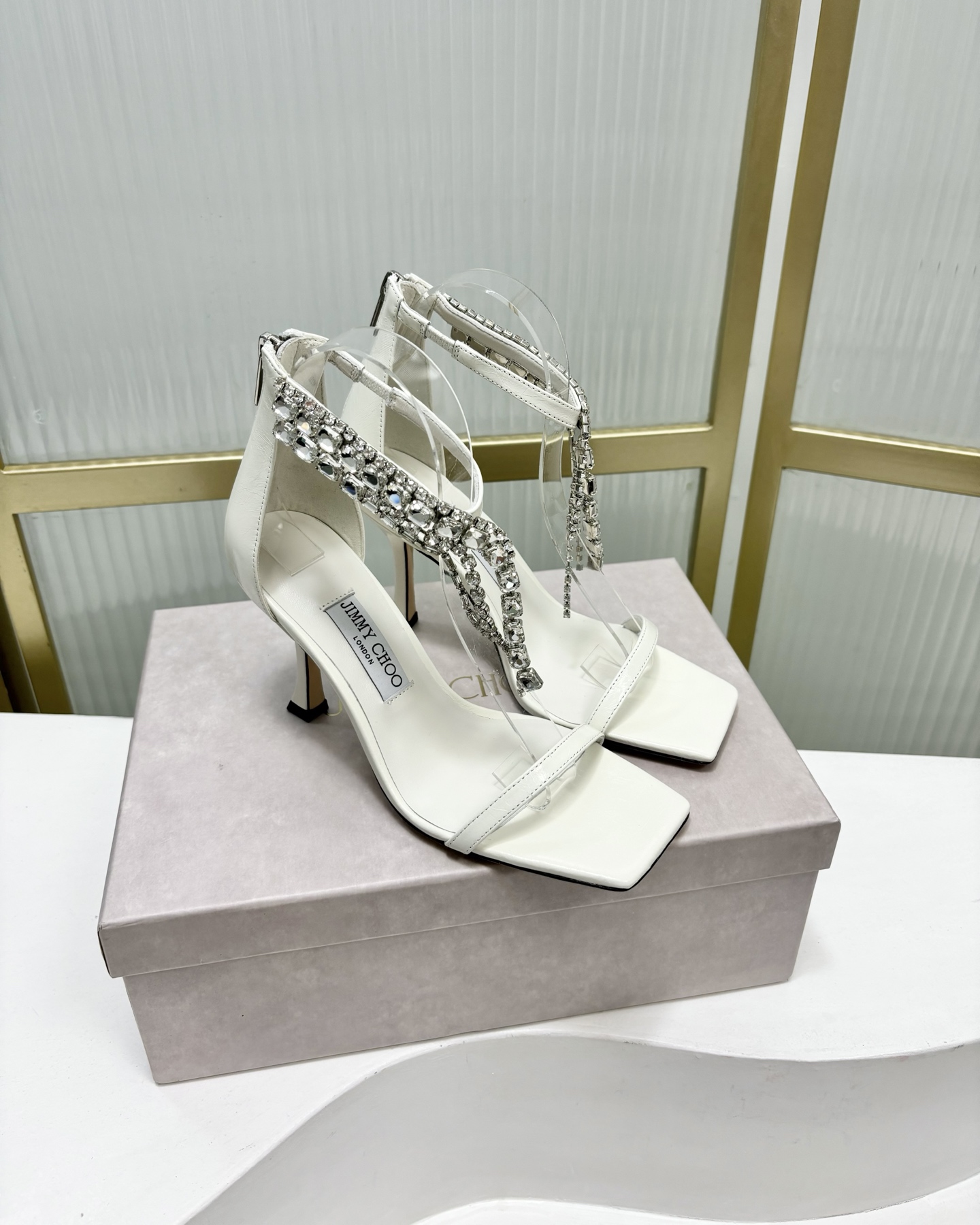 Jimmy Choo JC25 Crystal Fringe Heeled Sandals