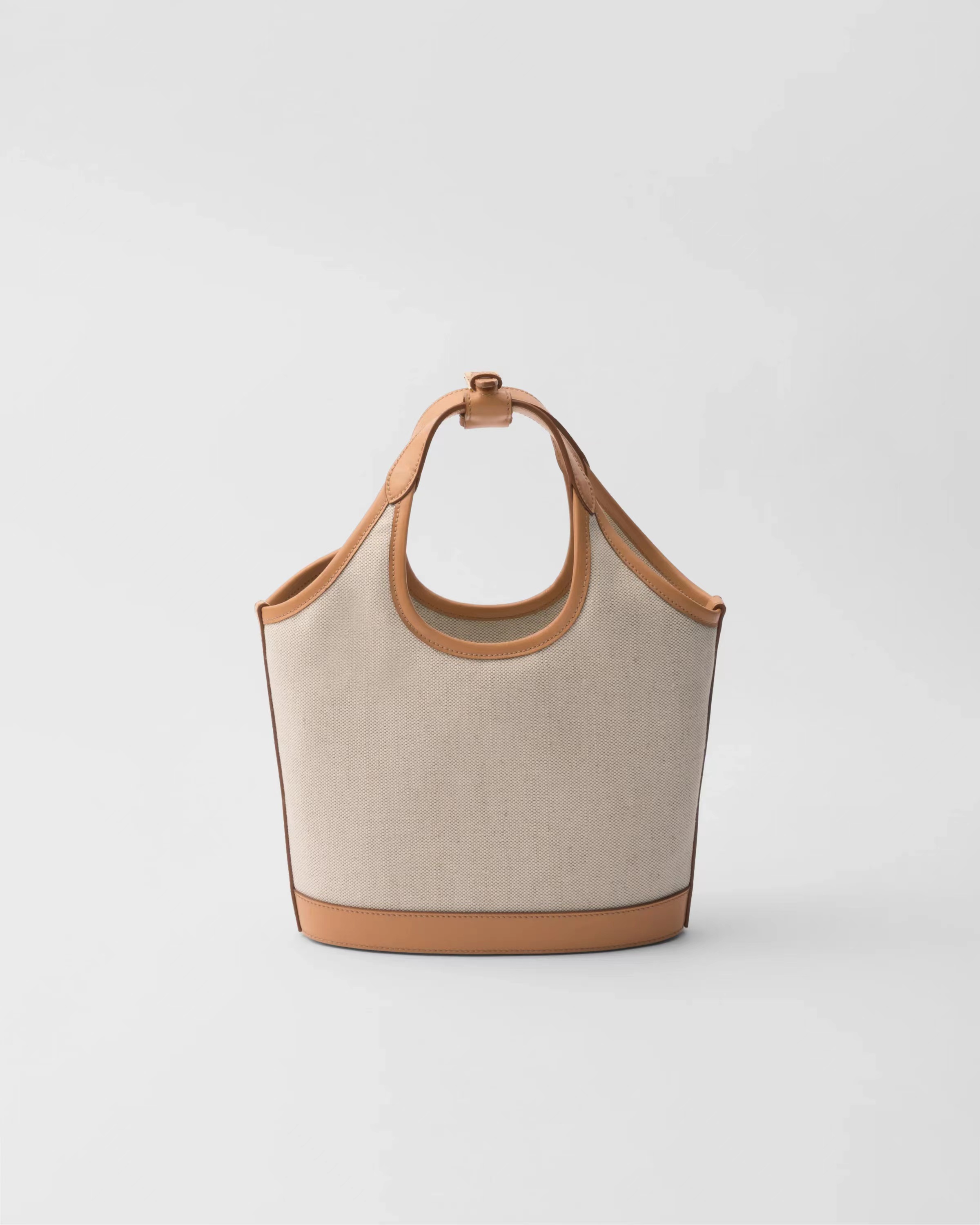 Linen blend and leather mini-buckle bag