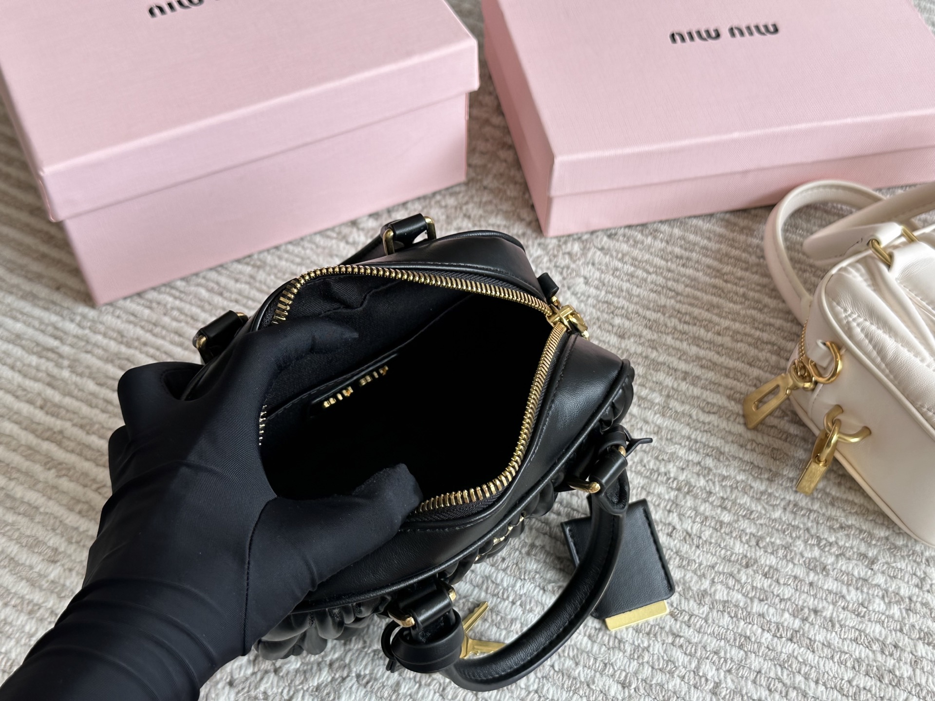Miu Miu Matelassé nappa leather top-handle bag