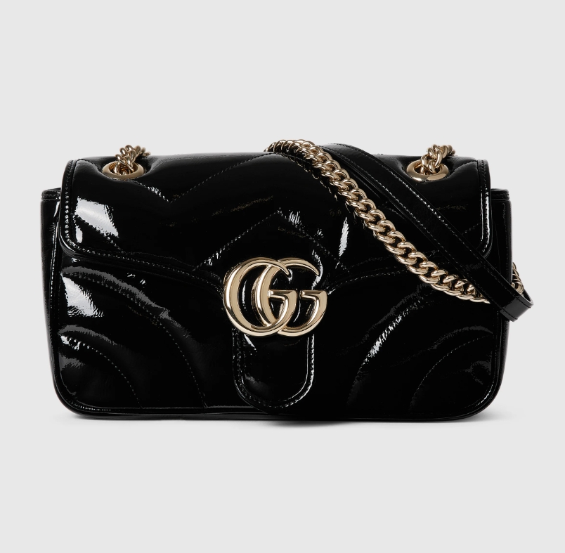 GG MARMONT SMALL SHOULDER BAG-Patent Black-443497