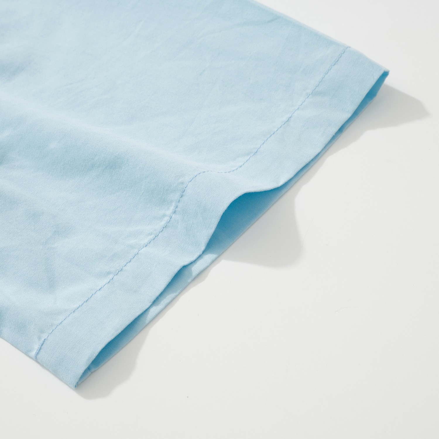 LV- embroidered cotton short-sleeved shirt-baby blue