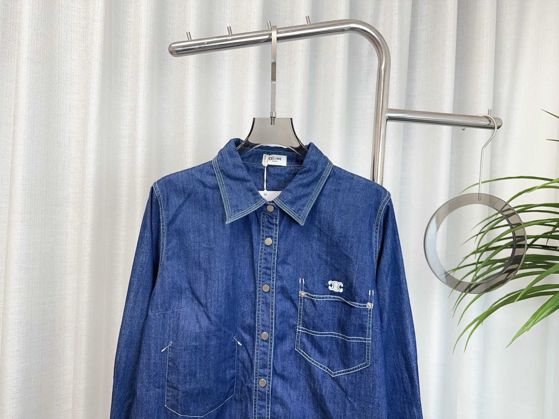 CELINE Denim Embroidered Shirt