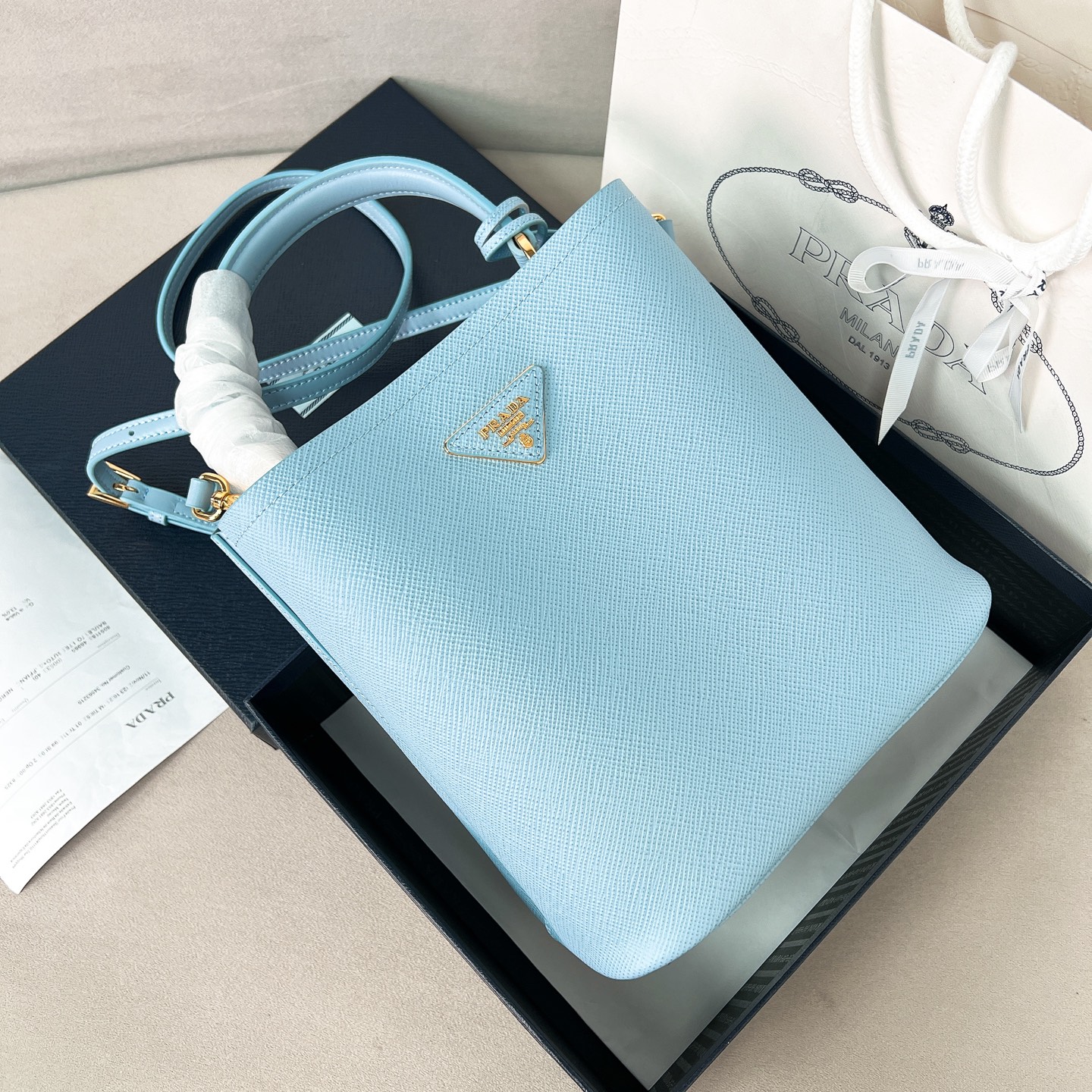 Prada 1BA212 Panier Saffiano Leather Bucket Bag