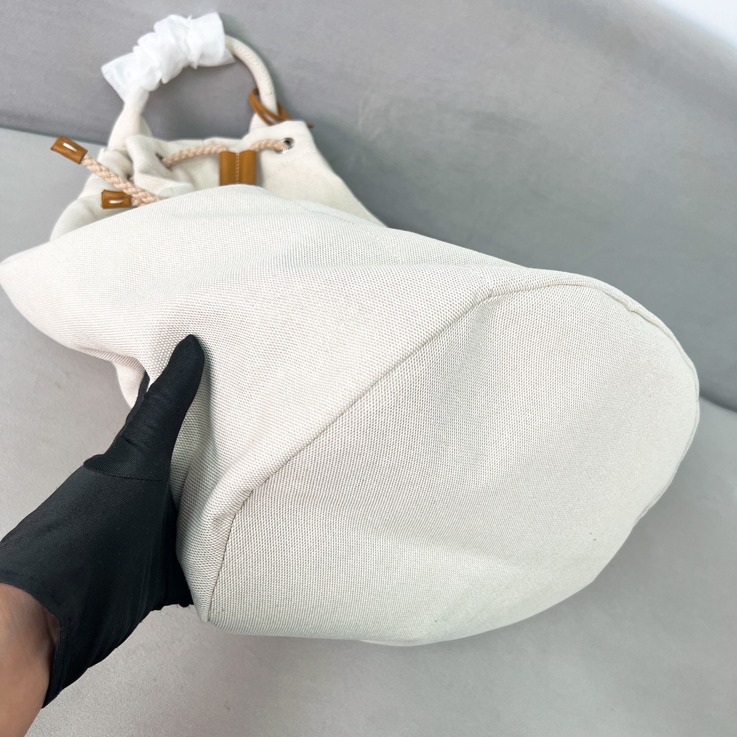 Prada Linen blend drawstring duffel bag