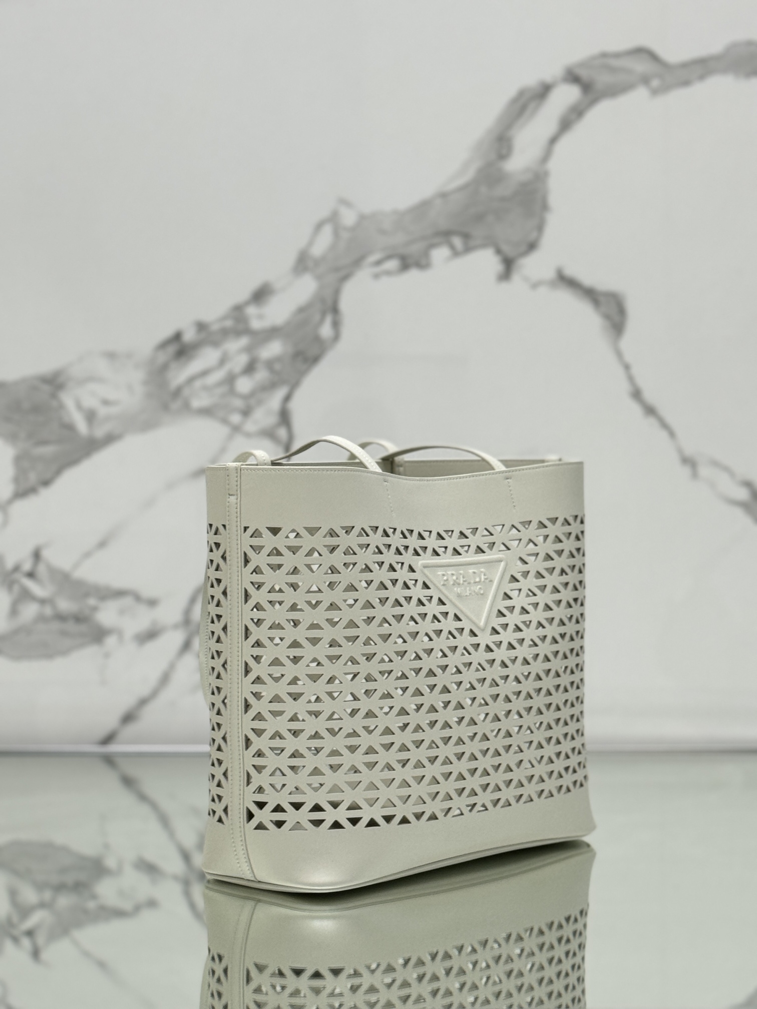 Prada-Laser-Cut Leather Tote Bag