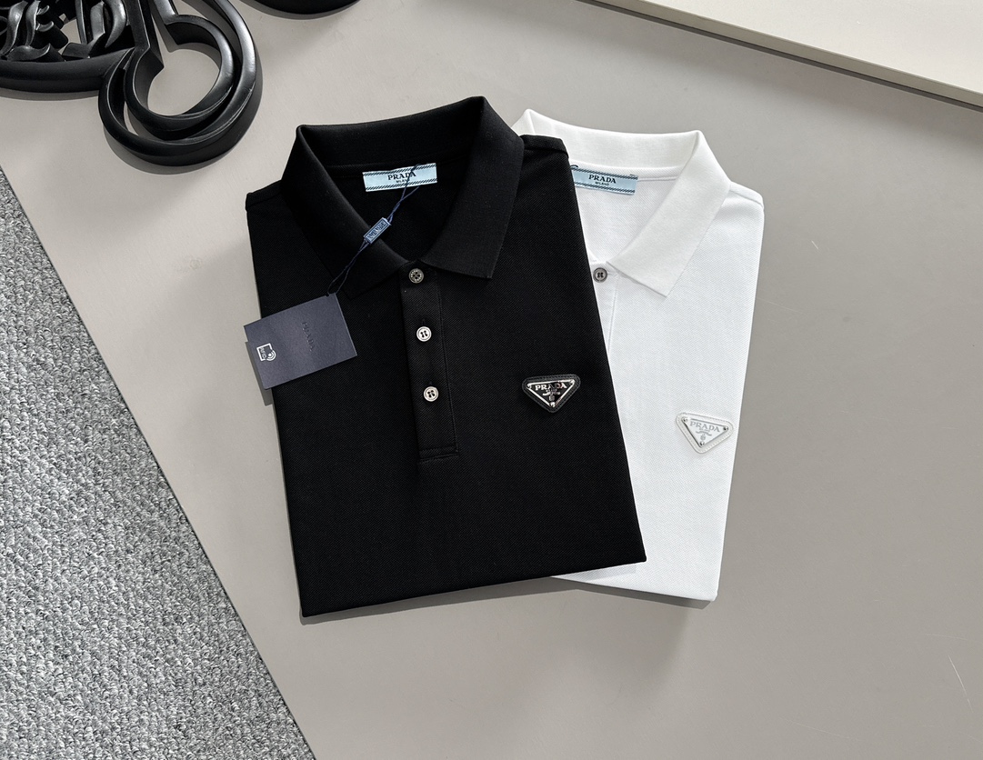 PRADA 25SS New Season Piqué Cotton Polo Shirt