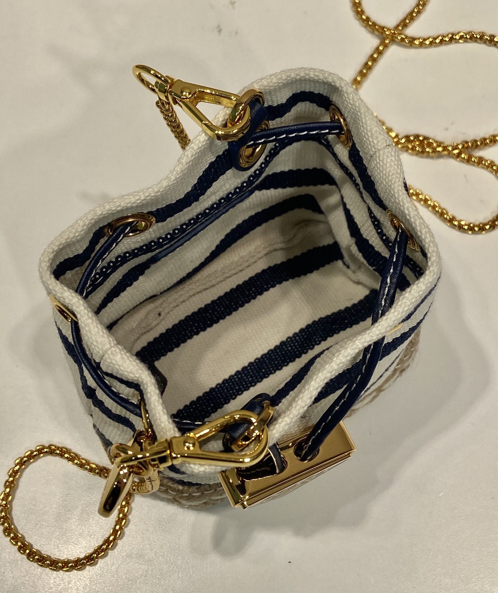 PRADA Striped fabric mini-pouch