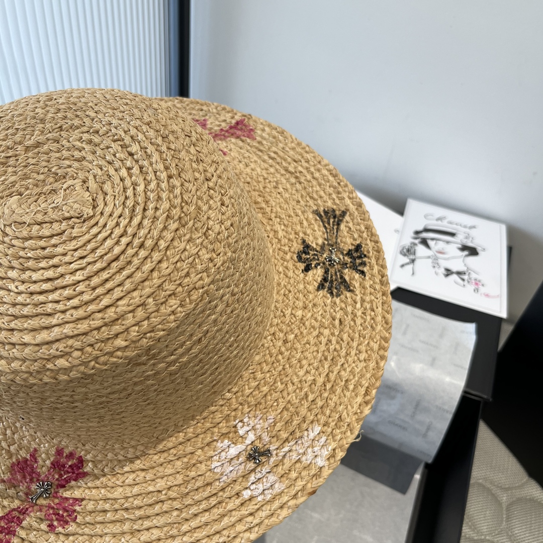 Chrome Hearts-Raffia Straw Sun Hat