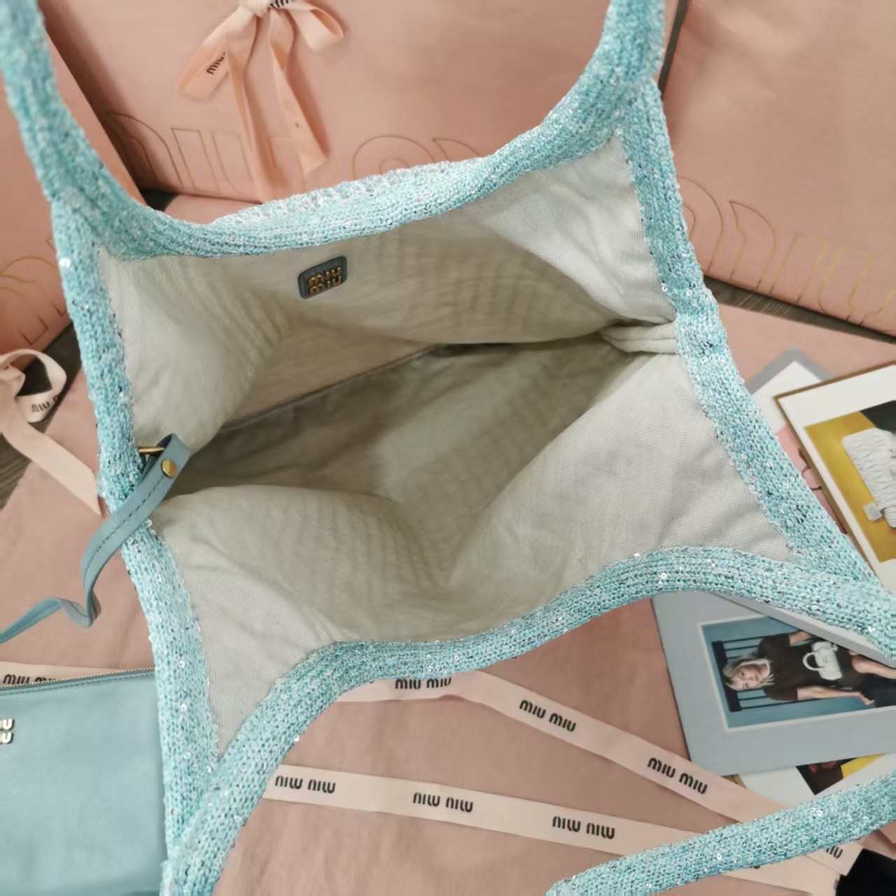 MIUMIU-IVY sequin mesh bag