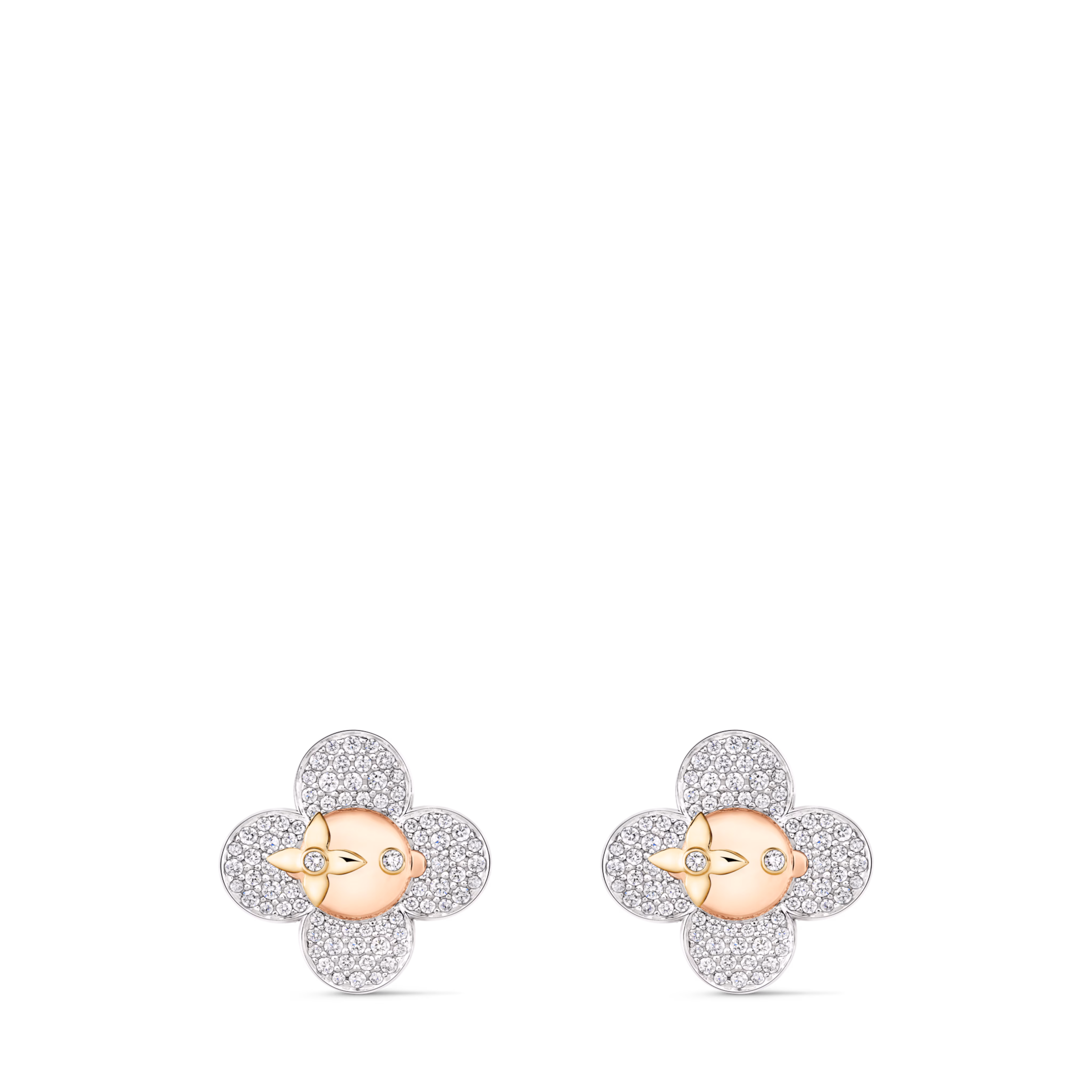 LV Vivienne Earrings, 3 Golds and Diamonds Q16742