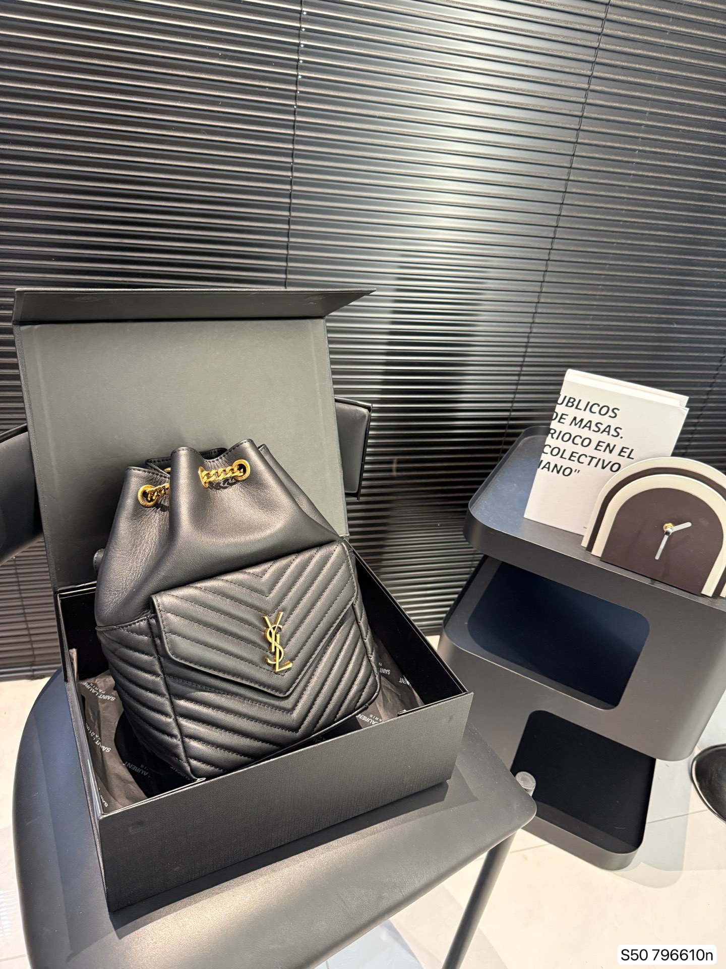 SAINT LAURENT Monogram mini leather bucket bag