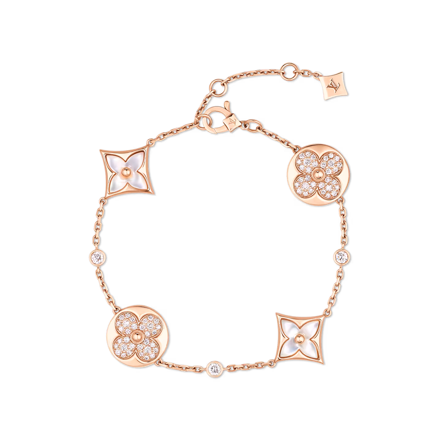 LV Color Blossom BB Multi-Motif Bracelet, Pink Gold, White Mother-Of-Pearl and Diamonds
