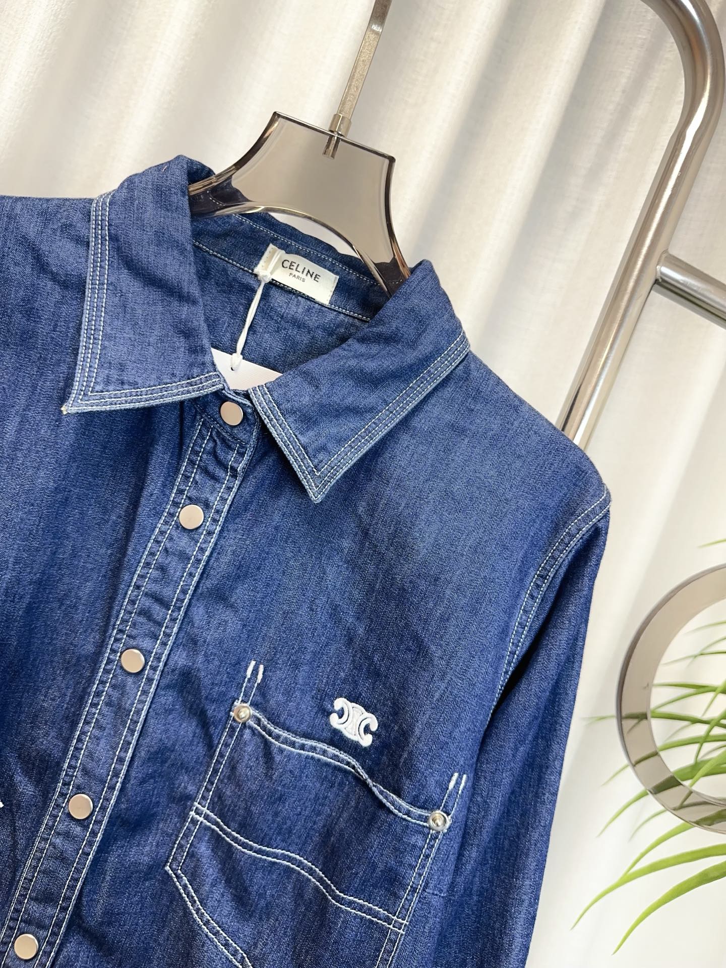 CELINE Denim Embroidered Shirt