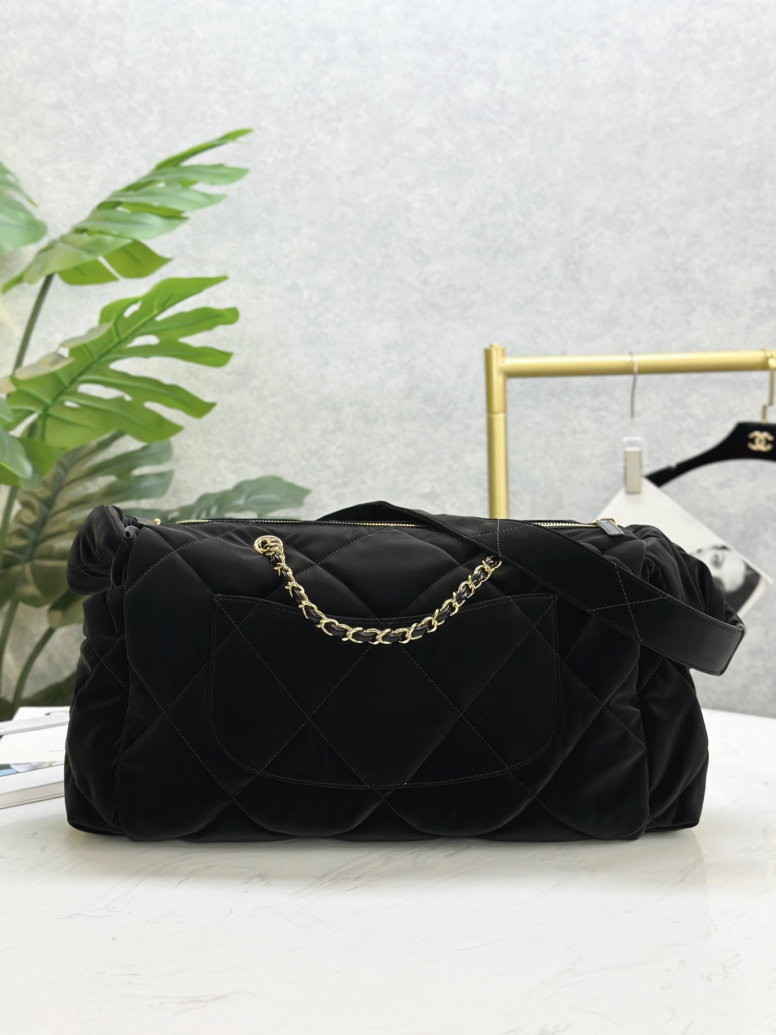 Chanel 24- Ski Collection Black Velvet Hobo