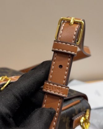 CELINE FOLCO SHOULDER BAG IN Triomphe Canvas and Calfskin