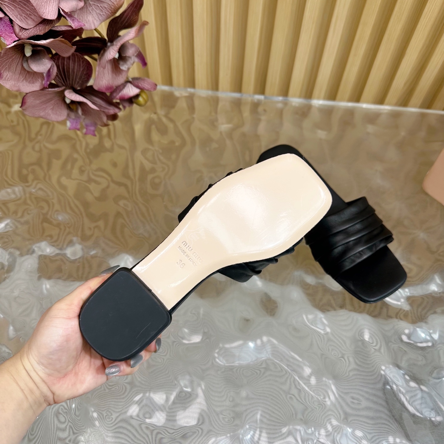 MIU MIU Bow-Embellished Slide Sandals