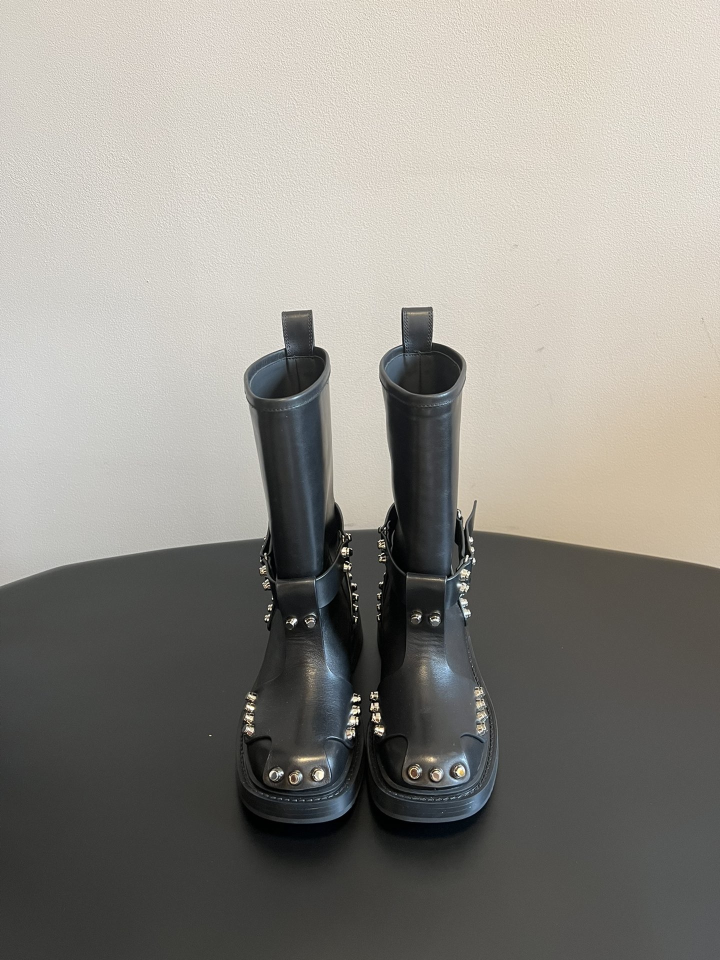 King studded leather buckle boots Doc Martens