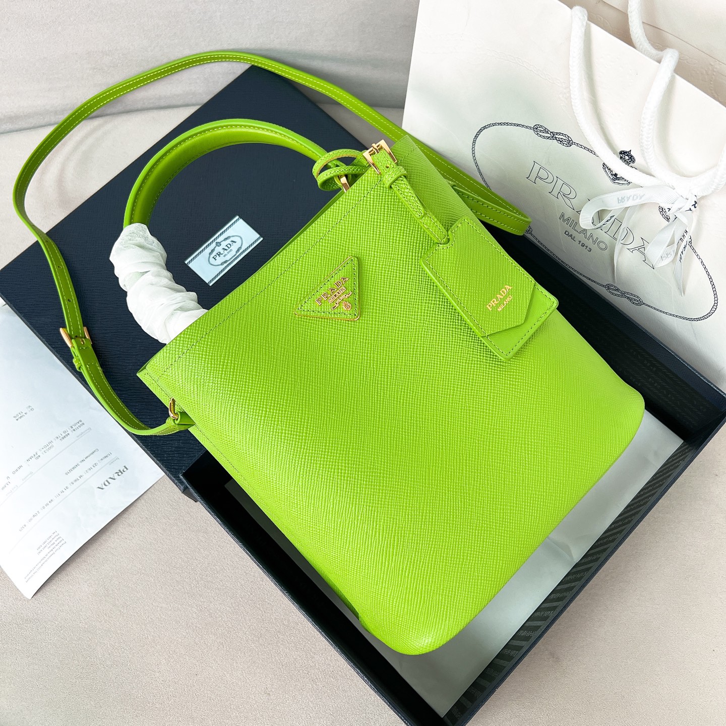 Prada 1BA212 Panier Saffiano Leather Bucket Bag