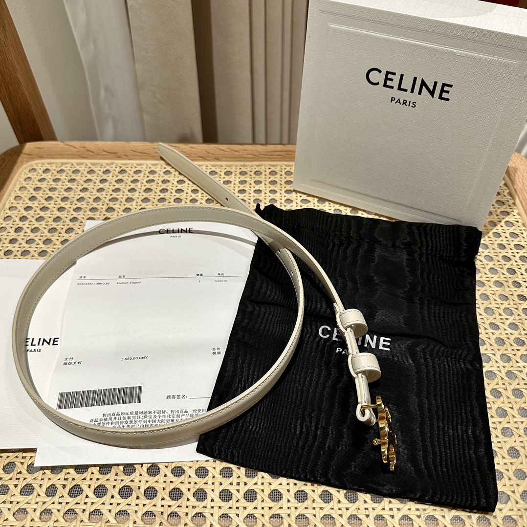 Celine Triomphe Belt in Taurillon Leather
