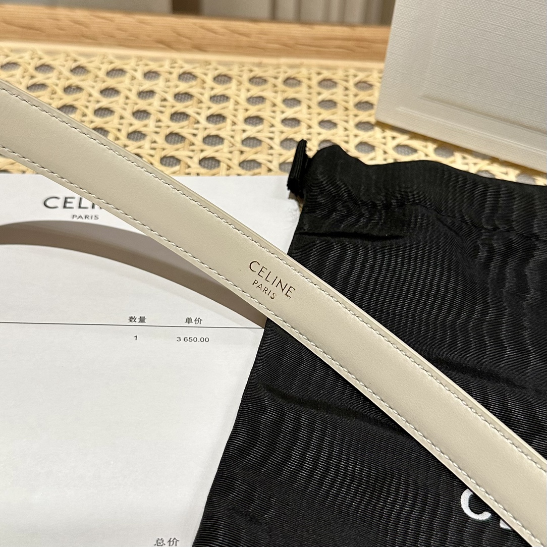 Celine Triomphe Belt in Taurillon Leather