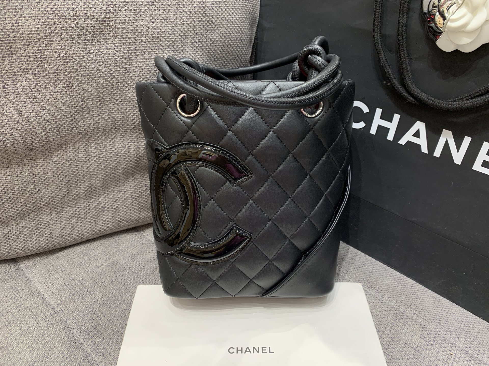 Chanel-CHANEL Black Quilted Leather Crossbody Bag