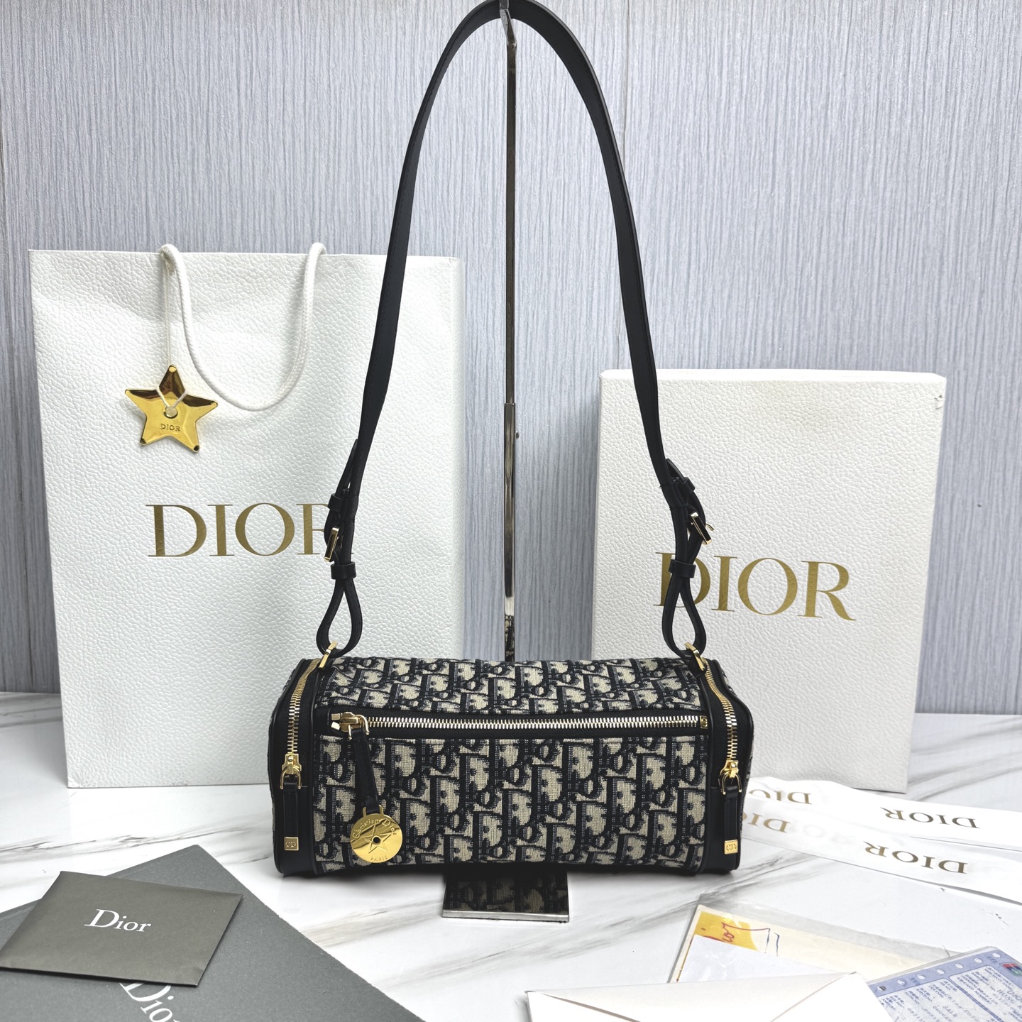 DiorStar East-West Mini Bag in Blue Oblique