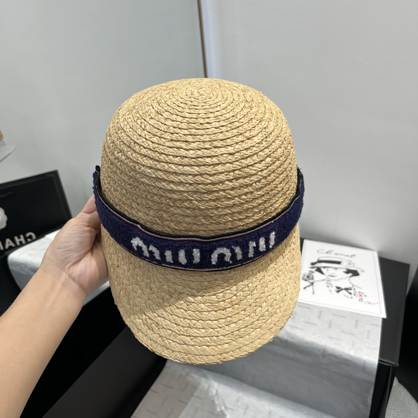 Miu Miu Raffia Straw Riding Hat