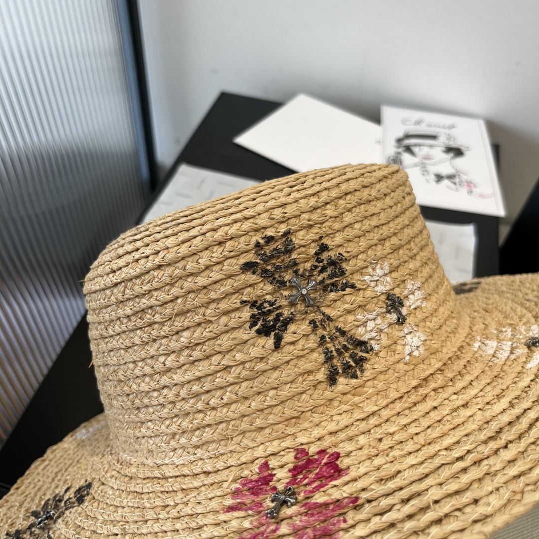 Chrome Hearts-Raffia Straw Sun Hat