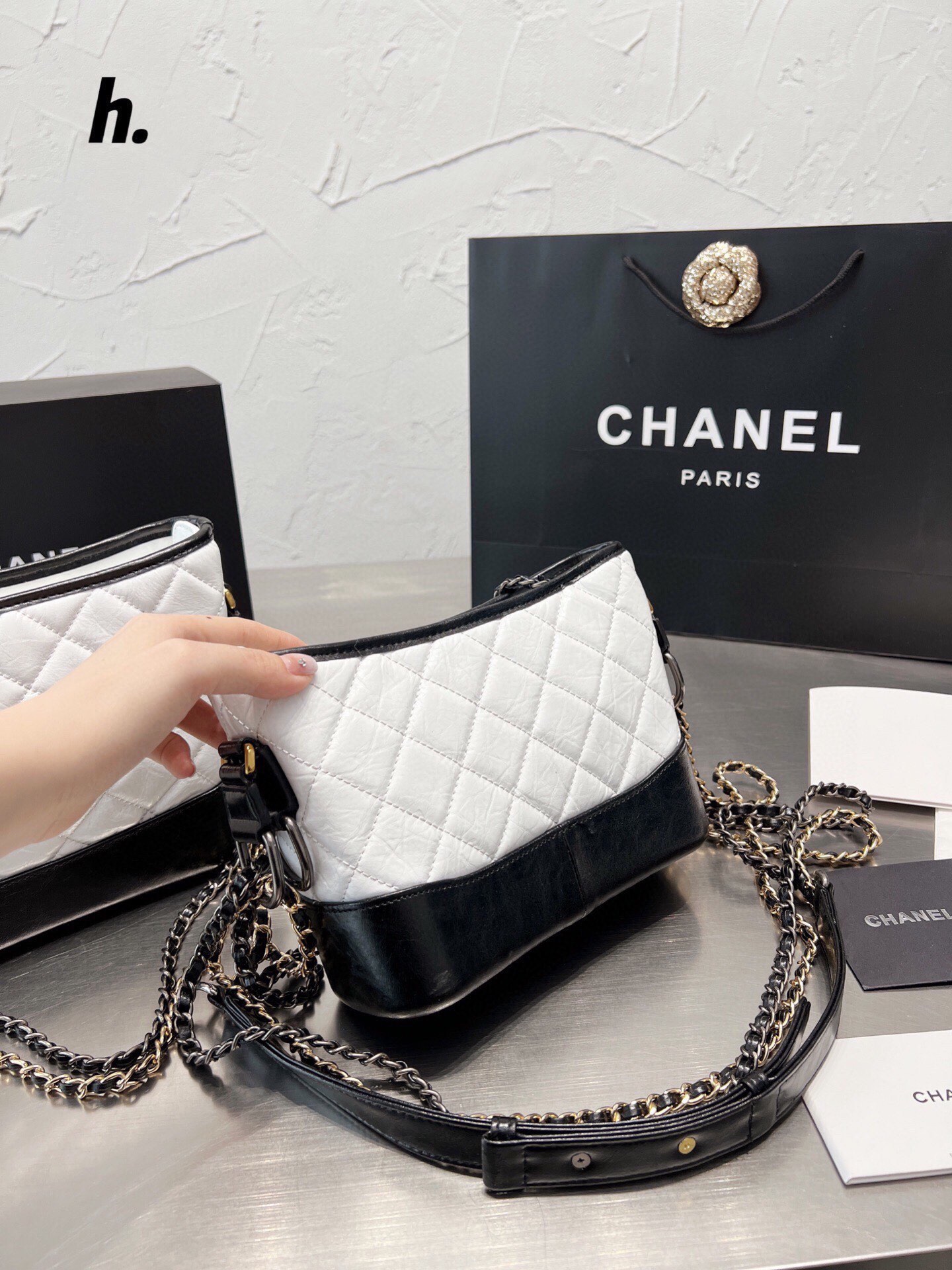 Chanel Gabrielle - Quilted Calfskin Hobo Black Gold Hardware