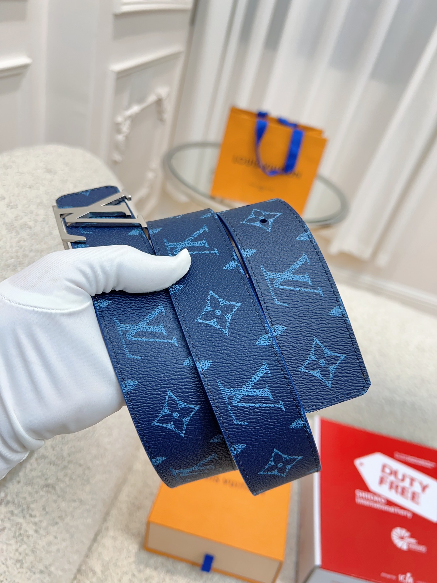 Louis Vuitton blue LV Initiales 40mm Reversible Belt