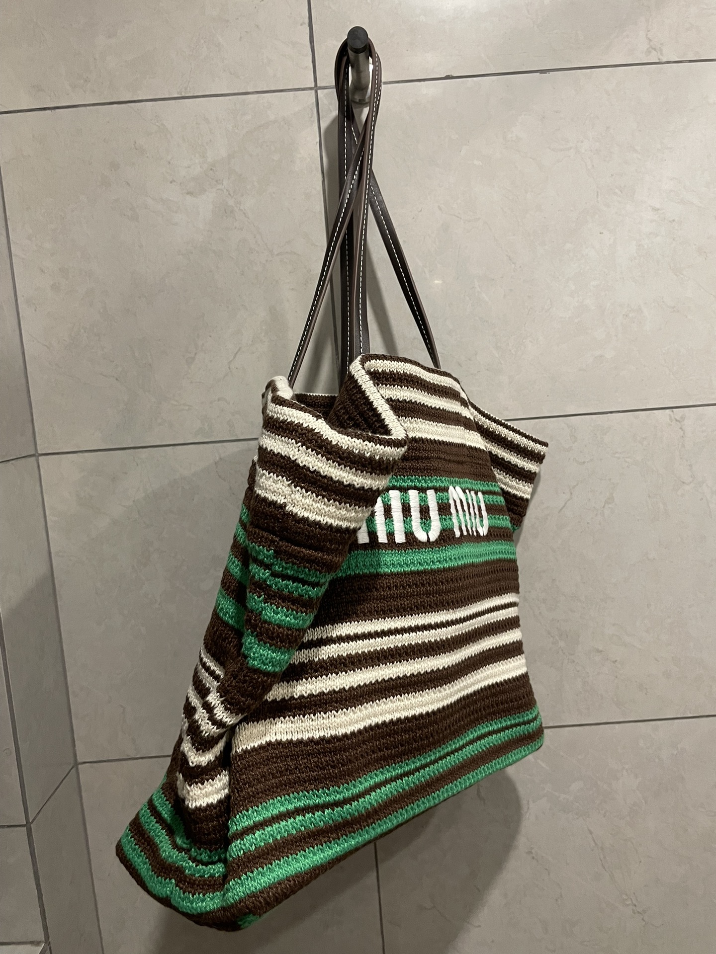 Miu Miu-Raffia woven tote bag