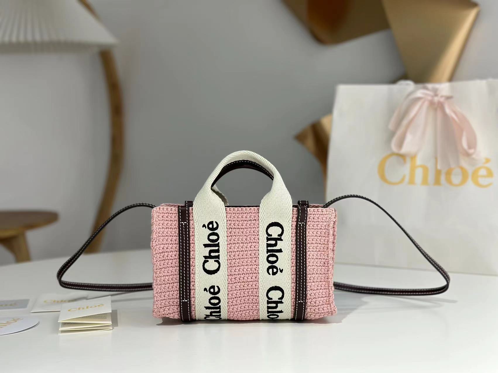 Chloé Mini Woody Tote Bag in Crochet