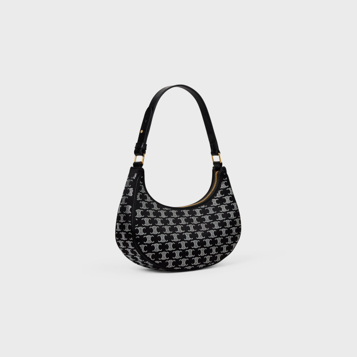 AVA BAG IN SATIN WITH TRIOMPHE STRASS BLACK