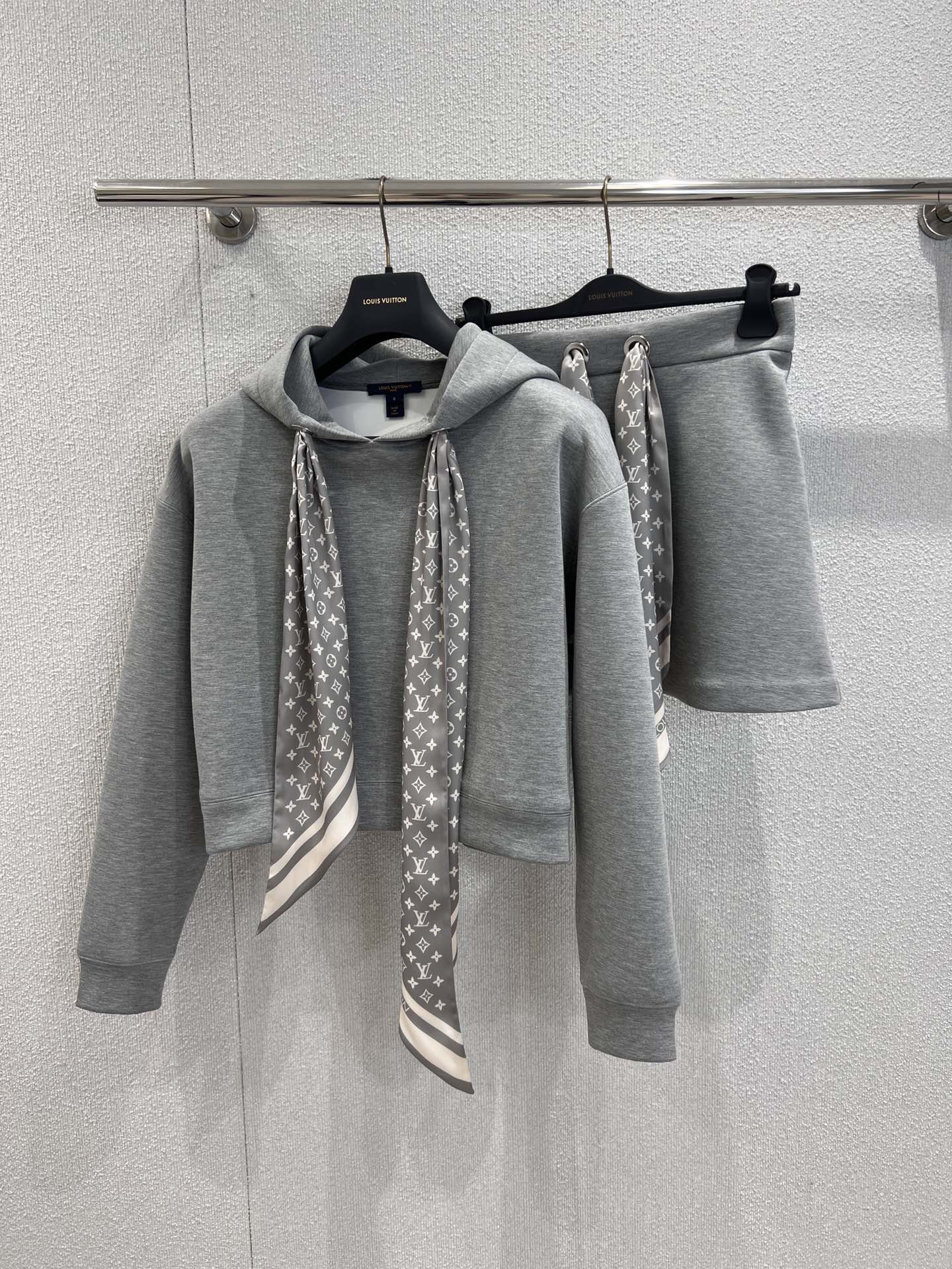 LV Cropped Monogram Scarf Hoodie
