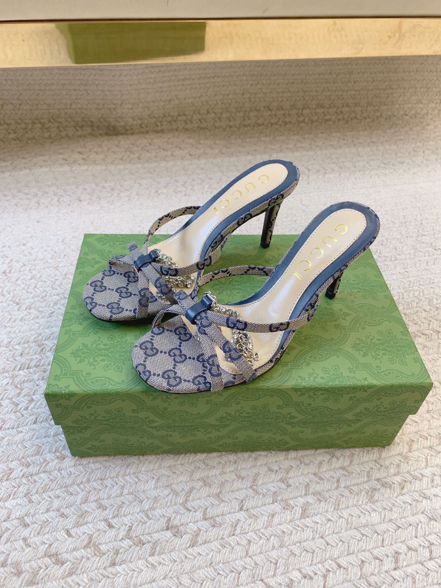 GUCCI Crystal Chain Stiletto Sandals