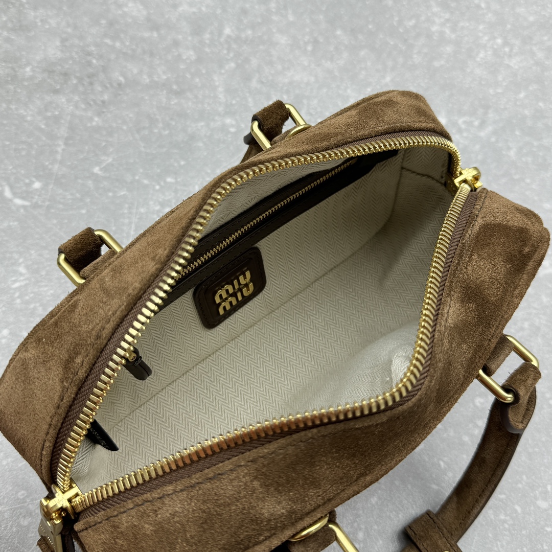 Arcadie padded suede handle bag-cocoa brown